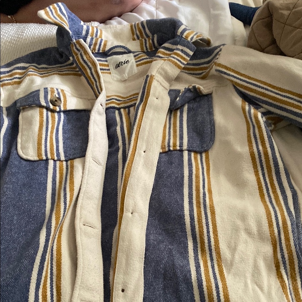 Aerie Blue and Yellow Striped Jacket
